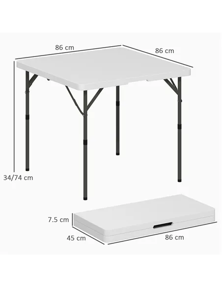 Outsunny 34/74cm Folding Camping Table, with Handle - White