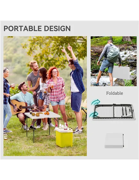 Outsunny 34/74cm Folding Camping Table, with Handle - White