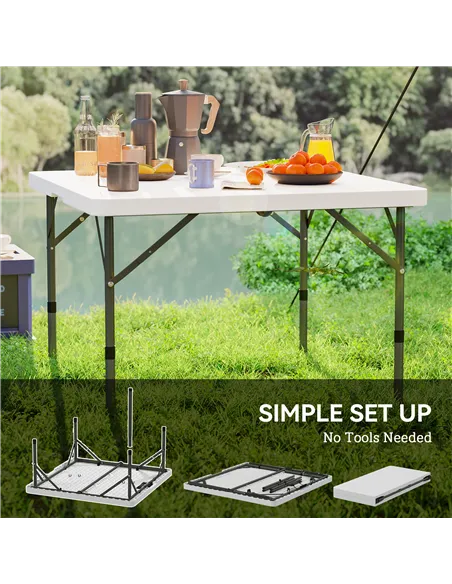 Outsunny 34/74cm Folding Camping Table, with Handle - White