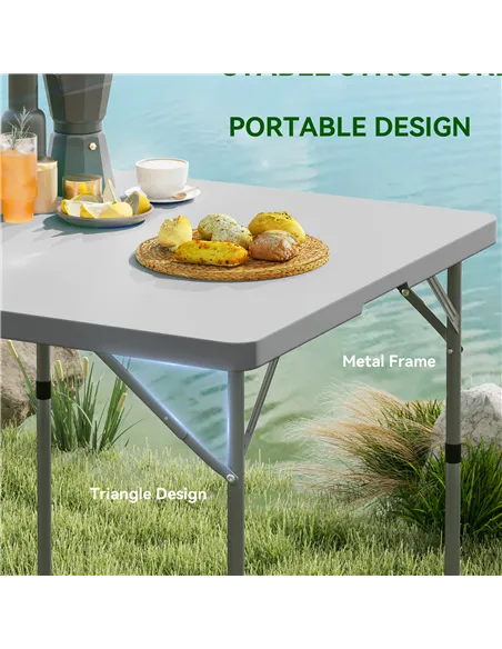 Outsunny 34/74cm Folding Camping Table, with Handle - Grey