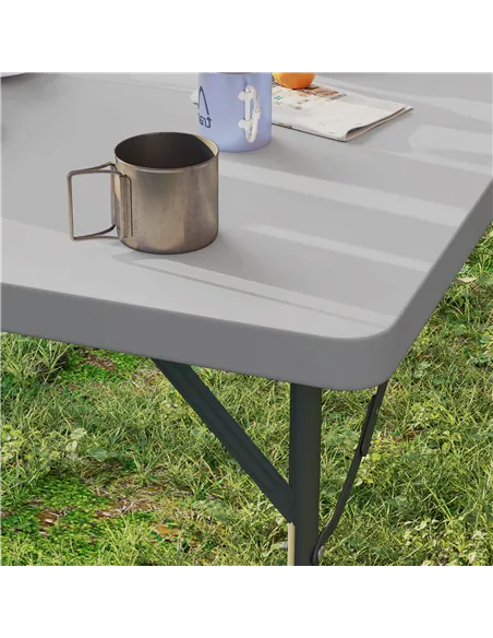 Outsunny 34/74cm Folding Camping Table, with Handle - Grey