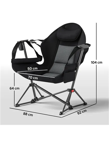 Outsunny Hammock Camping Chair Set of 2, Adjustable Back Portable Swinging Camping Chair with Cup Holder, Headrest, Padded Seat 