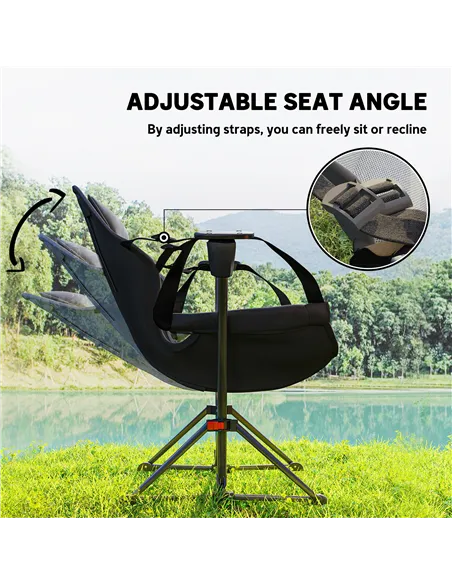 Outsunny Hammock Camping Chair Set of 2, Adjustable Back Portable Swinging Camping Chair with Cup Holder, Headrest, Padded Seat 