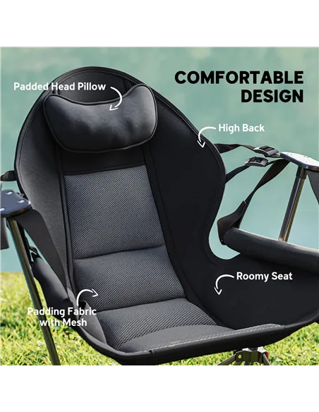Outsunny Hammock Camping Chair Set of 2, Adjustable Back Portable Swinging Camping Chair with Cup Holder, Headrest, Padded Seat 