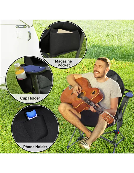 Outsunny Hammock Camping Chair Set of 2, Adjustable Back Portable Swinging Camping Chair with Cup Holder, Headrest, Padded Seat 