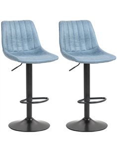 HOMCOM Set of Two Retro Tub Bar Stools - Blue