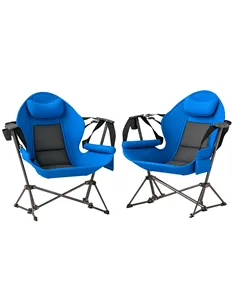 Outsunny Hammock Camping Chair Set of 2, Adjustable Back Swinging Camping Chair Portable Swinging Chair with Cup Holder, Headres