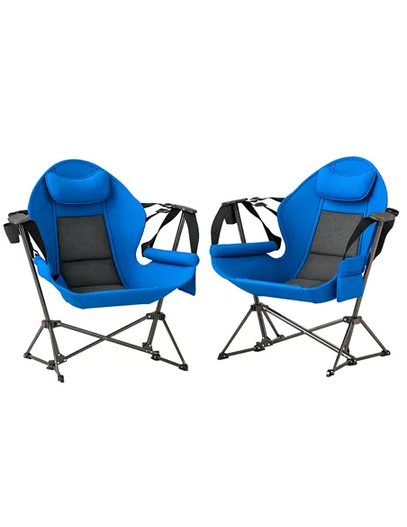 Outsunny Hammock Camping Chair Set of 2, Adjustable Back Swinging Camping Chair Portable Swinging Chair with Cup Holder, Headres
