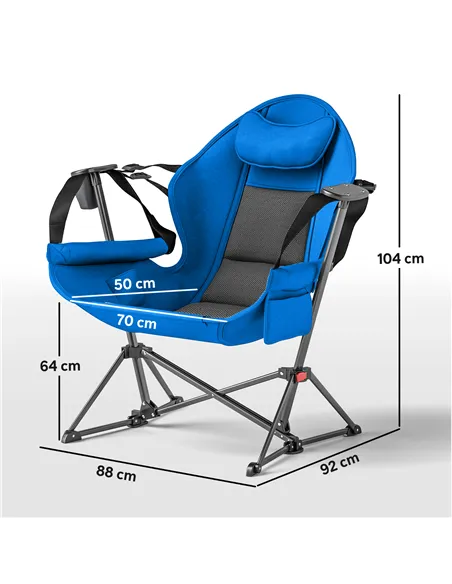Outsunny Hammock Camping Chair Set of 2, Adjustable Back Swinging Camping Chair Portable Swinging Chair with Cup Holder, Headres