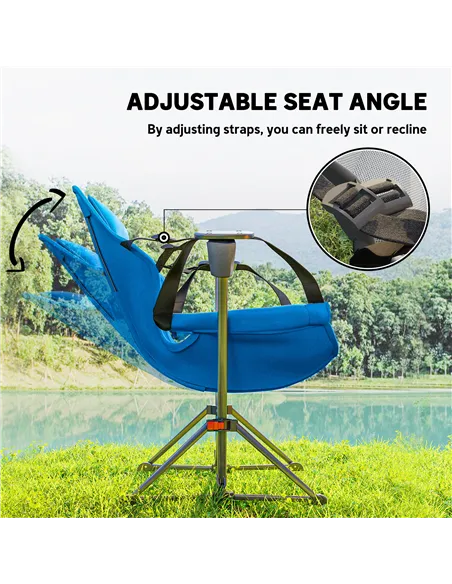 Outsunny Hammock Camping Chair Set of 2, Adjustable Back Swinging Camping Chair Portable Swinging Chair with Cup Holder, Headres