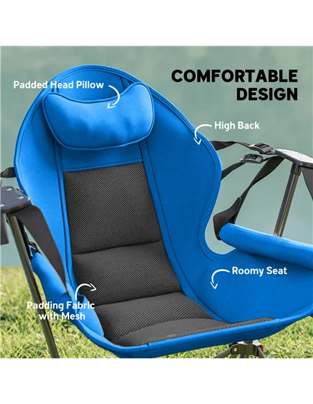 Outsunny Hammock Camping Chair Set of 2, Adjustable Back Swinging Camping Chair Portable Swinging Chair with Cup Holder, Headres