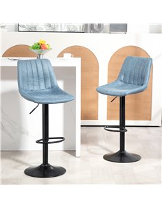 HOMCOM Set of Two Retro Tub Bar Stools - Blue 2