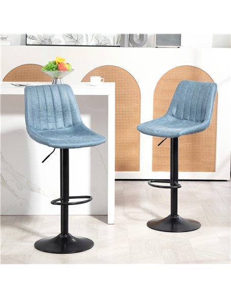HOMCOM Set of Two Retro Tub Bar Stools - Blue