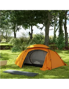 Outsunny Camping Tent with Self Inflatable Mattress, 1 Person Dome Tent with Removable Rainfly and Aluminium Frame, 2000mm Water 2