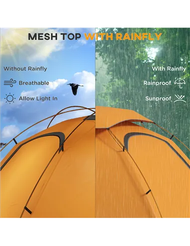 Outsunny Camping Tent with Self Inflatable Mattress, 1 Person Dome Tent with Removable Rainfly and Aluminium Frame, 2000mm Water