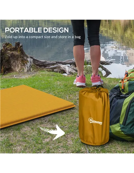 Outsunny Camping Tent with Self Inflatable Mattress, 1 Person Dome Tent with Removable Rainfly and Aluminium Frame, 2000mm Water