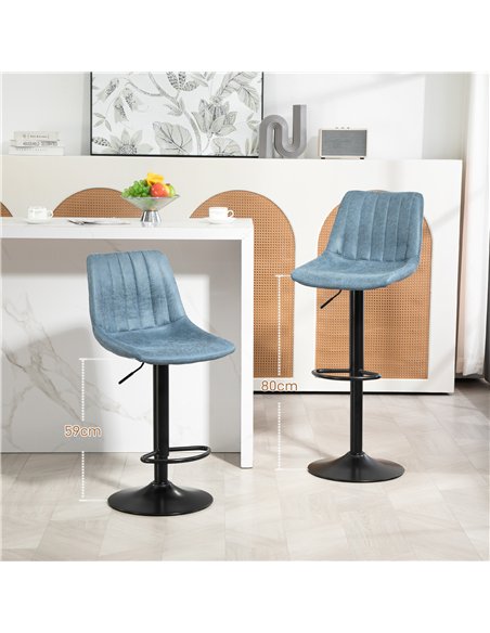 HOMCOM Set of Two Retro Tub Bar Stools - Blue