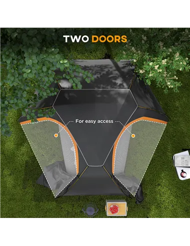 Outsunny Camping Tent with Self Inflatable Mattress, 1 Person Dome Tent with Removable Rainfly and Aluminium Frame, 2000mm Water