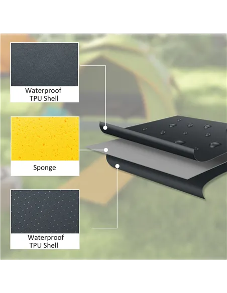 Outsunny Camping Tent with Self Inflatable Mattress, 1 Person Dome Tent with Removable Rainfly and Aluminium Frame, 2000mm Water