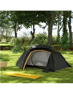 Outsunny Camping Tent with Self Inflatable Mattress, 1 Person Dome Tent with Removable Rainfly and Aluminium Frame, 2000mm Water 2
