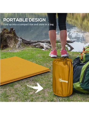 Outsunny Camping Tent with Self Inflatable Mattress, 1 Person Dome Tent with Removable Rainfly and Aluminium Frame, 2000mm Water