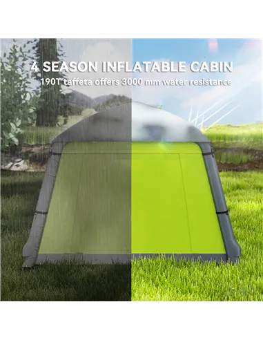 Outsunny Inflatable Camping Tent w/ Hand Pump, Easy Setup 1/2 Person Blow Up Tent Waterproof 190T Taffeta w/ Mesh Windows, Doors