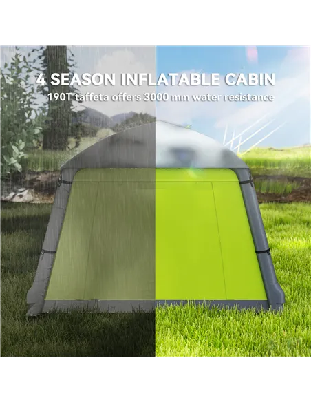 Outsunny Inflatable Camping Tent w/ Hand Pump, Easy Setup 1/2 Person Blow Up Tent Waterproof 190T Taffeta w/ Mesh Windows, Doors