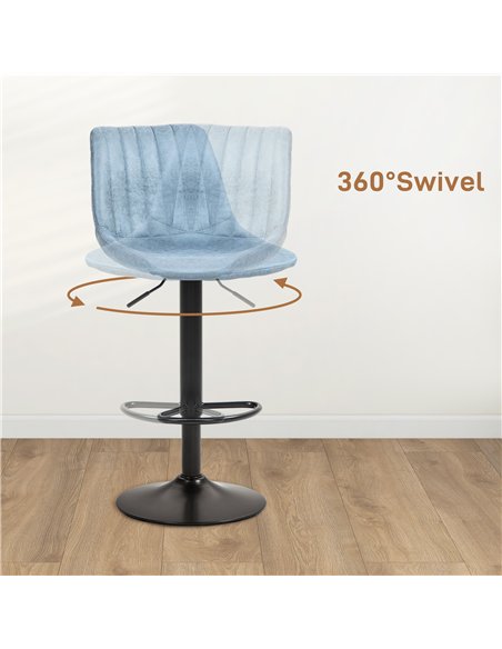 HOMCOM Set of Two Retro Tub Bar Stools - Blue