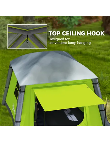 Outsunny Inflatable Camping Tent w/ Hand Pump, Easy Setup 1/2 Person Blow Up Tent Waterproof 190T Taffeta w/ Mesh Windows, Doors