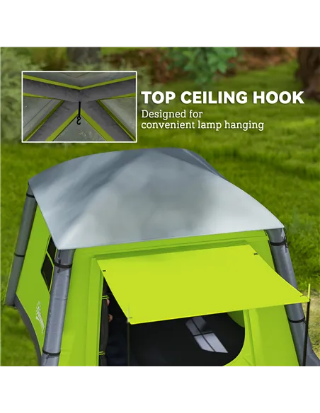 Outsunny Inflatable Camping Tent w/ Hand Pump, Easy Setup 1/2 Person Blow Up Tent Waterproof 190T Taffeta w/ Mesh Windows, Doors