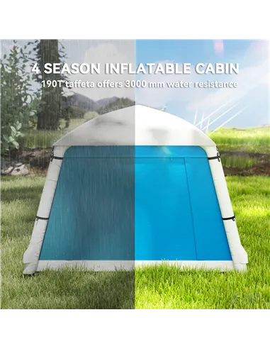 Outsunny Inflatable Camping Tent w/ Hand Pump, Easy Setup 1/2 Person Blow Up Tent Waterproof 190T Taffeta w/ Mesh Windows, Doors
