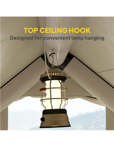 Outsunny Inflatable Camping Tent with Pump and Stove Jack Hole, Easy Setup 2-4 Person Blow Up Tent, Waterproof Luxury Inflatable