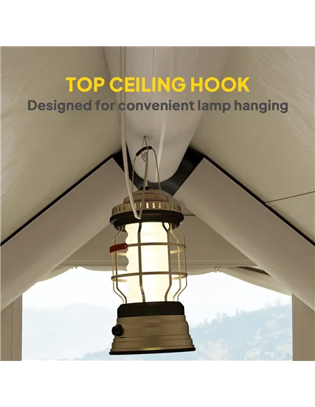 Outsunny Inflatable Camping Tent with Pump and Stove Jack Hole, Easy Setup 2-4 Person Blow Up Tent, Waterproof Luxury Inflatable