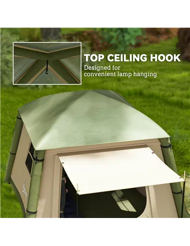 Outsunny Inflatable Camping Tent w/ Hand Pump, Easy Setup 1/2 Person Blow Up Tent Waterproof 190T Taffeta w/ Mesh Windows, Doors