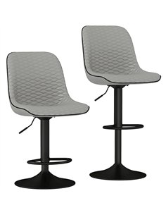HOMCOM Set of Two Faux Leather Bar Stools - Grey
