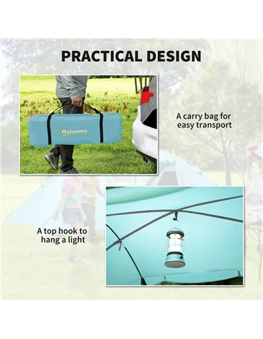 Outsunny 4-6 Man Family Camping Tent w/ 2 Bedrooms and a Living Room, Waterproof Tunnel Tent w/ Sewn In Groundsheet, Doors, Wind