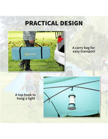 Outsunny 4-6 Man Family Camping Tent w/ 2 Bedrooms and a Living Room, Waterproof Tunnel Tent w/ Sewn In Groundsheet, Doors, Wind