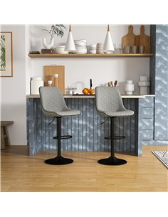 HOMCOM Set of Two Faux Leather Bar Stools - Grey 2