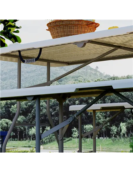 Outsunny Three-Piece Folding Picnic Table and Bench Set - White