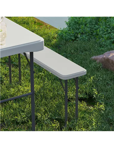 Outsunny Three-Piece Folding Picnic Table and Bench Set - Light Grey