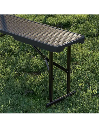 Outsunny Folding Picnic Table and Bench Set, Rattan Effect Portable Camping Table and Chairs with Carrying Handles for Indoor Ou