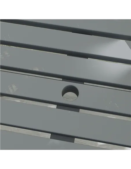 Outsunny 6 Seater Wooden Picnic Table Bench for Outdoor Garden or Patio with Parasol Cutout 150 cm Grey