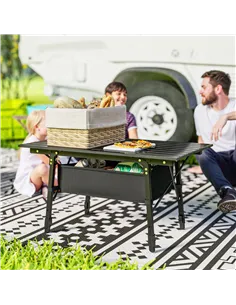 Outsunny Folding Camping Table, 90 x 55 cm Height Adjustable Portable Collapsible Table, 3ft Lightweight Aluminium Rollup Picnic 2
