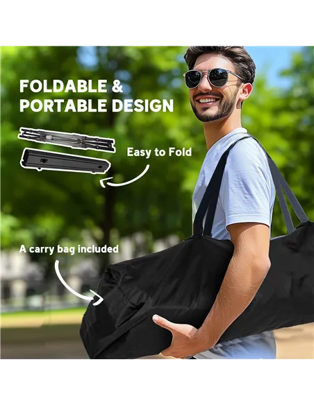 Outsunny Folding Camping Table, 90 x 55 cm Height Adjustable Portable Collapsible Table, 3ft Lightweight Aluminium Rollup Picnic
