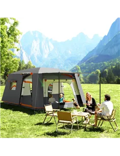 Outsunny 4-6 Man Camping Tent, Double Layer Tunnel Tent with Porch, Living Area and 2 Bedrooms, Sewn in Groundsheet, 3000mm Wate 2