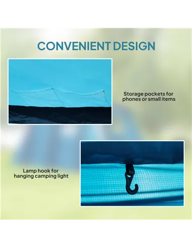 Outsunny Inflatable 3-4 Man Tunnel Tent w/ Air Pump, Living Area & Vestibule, Waterproof Family Camping Air Tent w/ Sewn In Grou