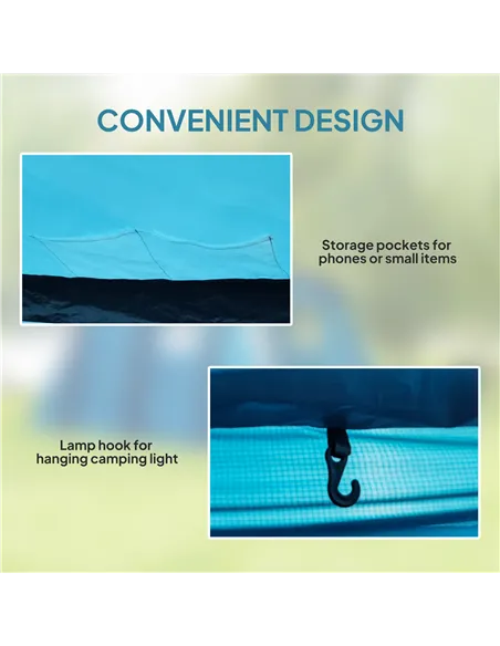 Outsunny Inflatable 3-4 Man Tunnel Tent w/ Air Pump, Living Area & Vestibule, Waterproof Family Camping Air Tent w/ Sewn In Grou