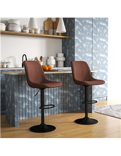HOMCOM Set of Two Faux Leather Bar Stools - Brown 2