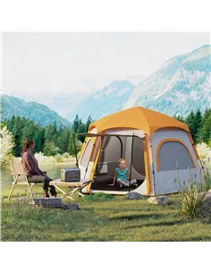 Outsunny Instant Pop Up Camping Tent, 2/3/4 Person Easy Setup Dome Family Tent with Vestibule, Rainfly, 4 Mesh Windows & 2 Doors 2