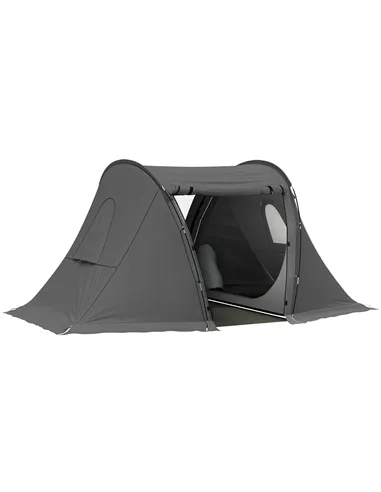 Outsunny 3 Man Camping Tent with Living Area and 2 Bedrooms, 3000mm Waterproof Family Tent with Sewn-in Groundsheet, Portable Do